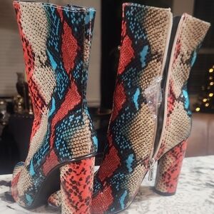 Cape Robbin Multicolor Snake Print Heeled Boots